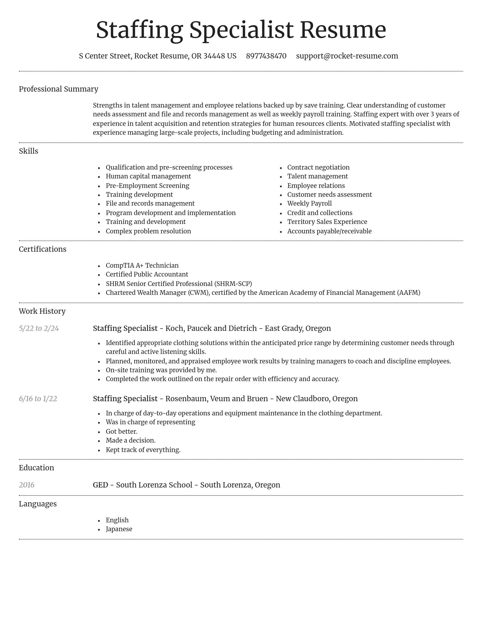 Dignified resume template