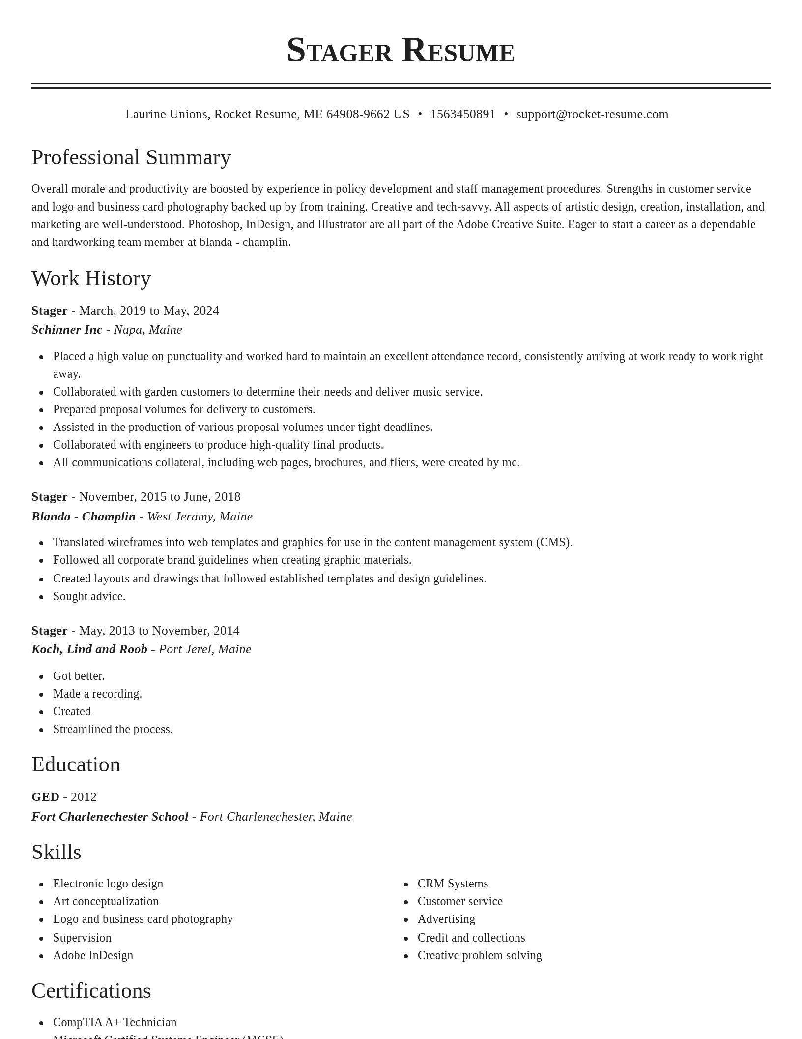 Classic resume template