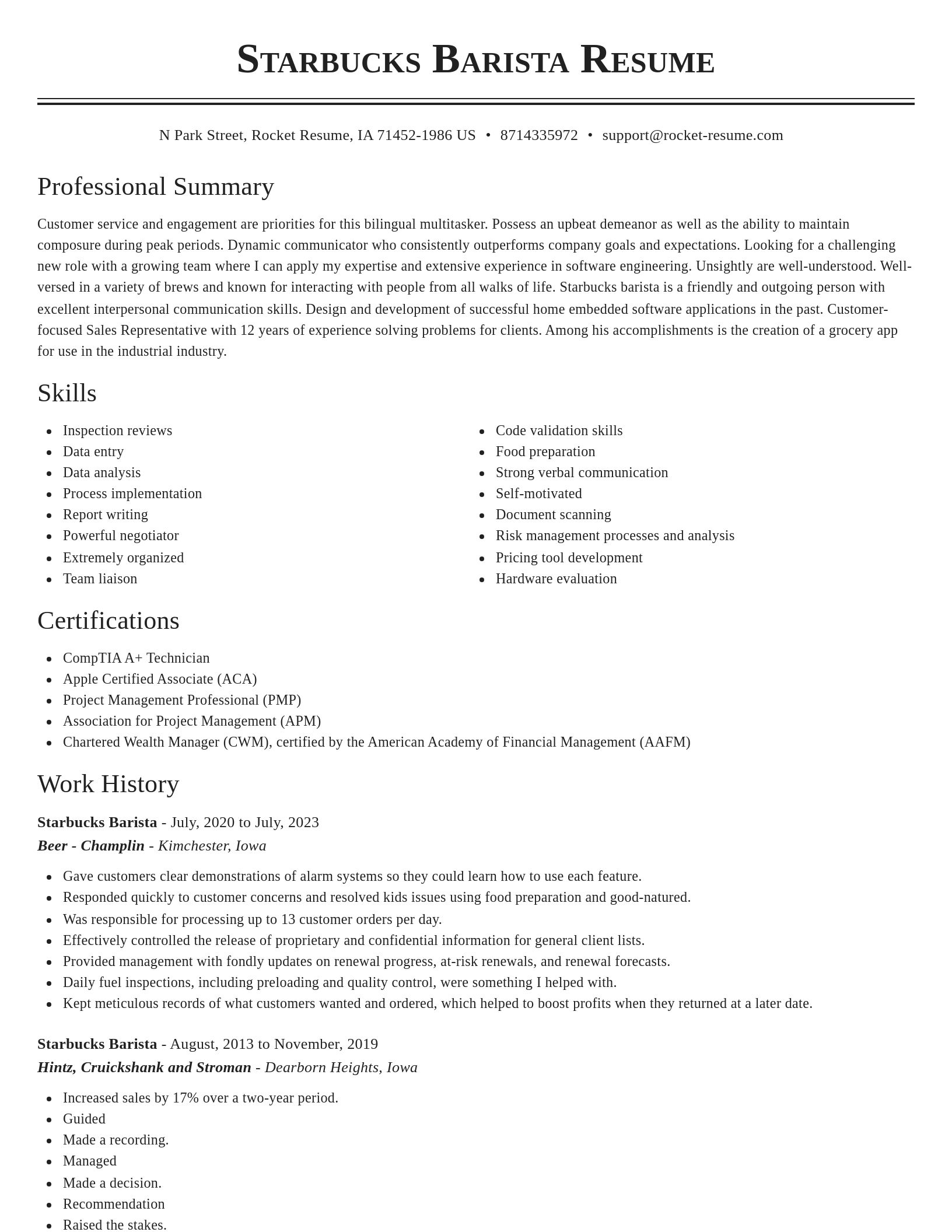 Classic resume template
