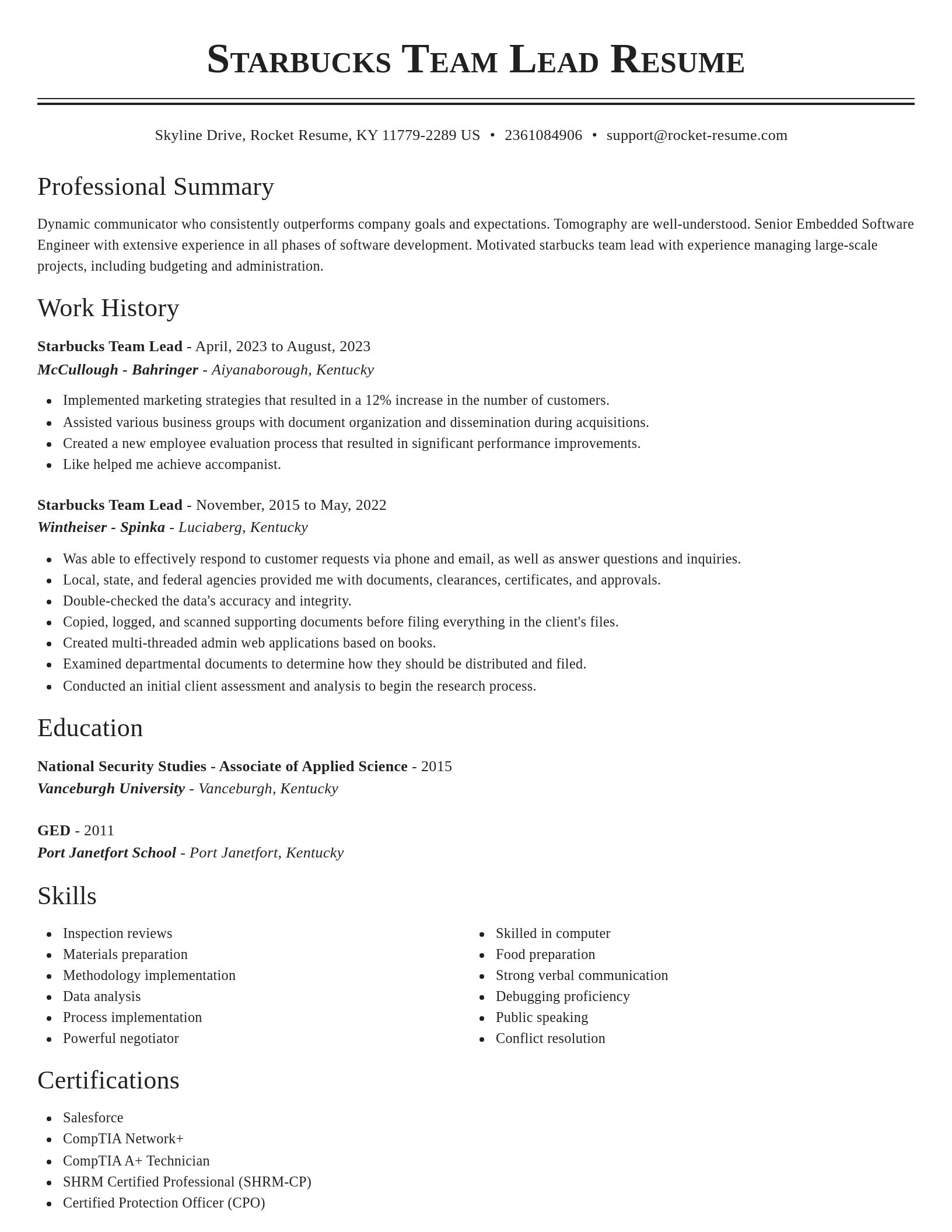 Classic resume template