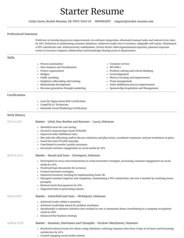 Dignified resume template