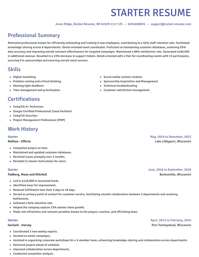 Novel resume template