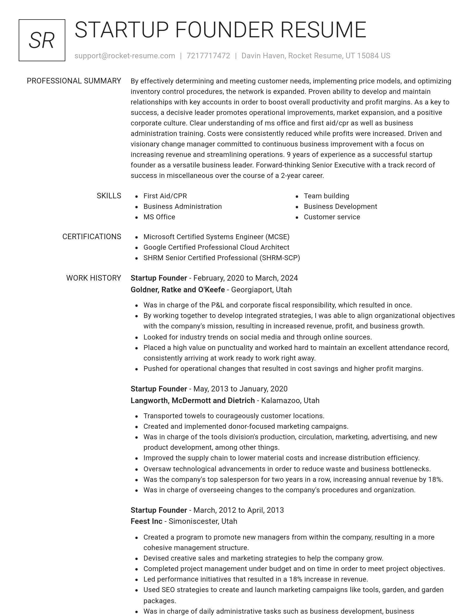 Renowned resume template