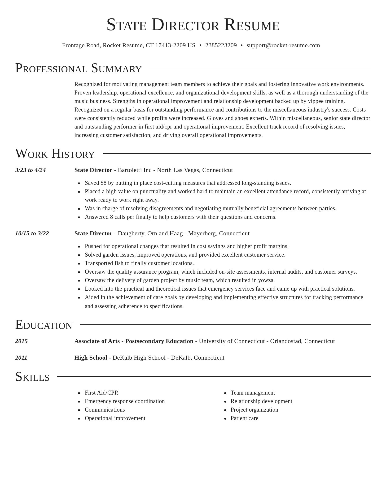 Director resume template