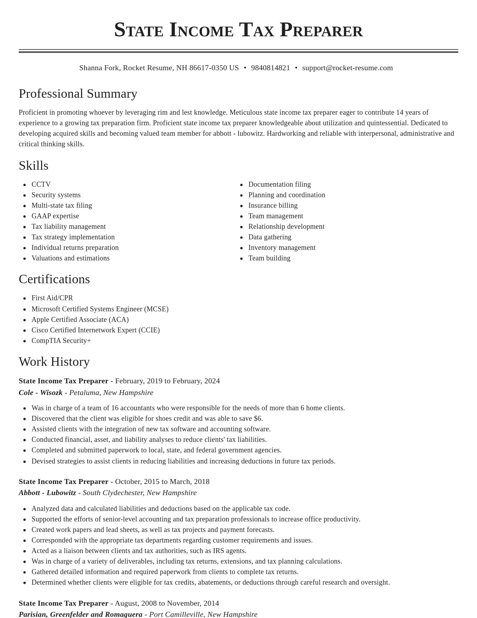 Classic resume template