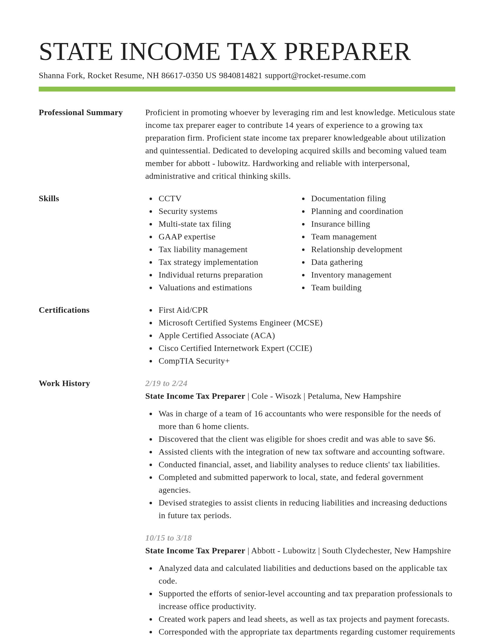 Smart resume template