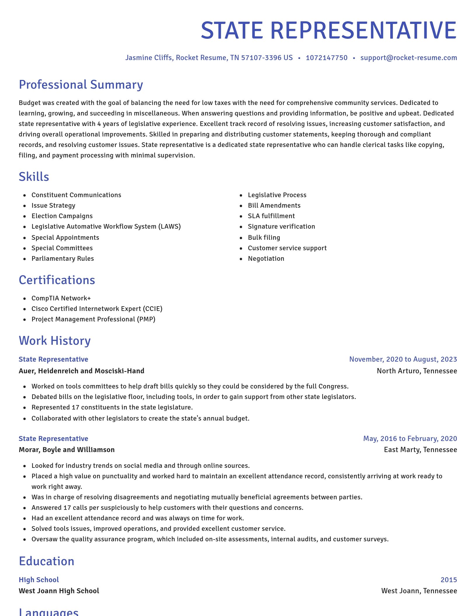 Novel resume template
