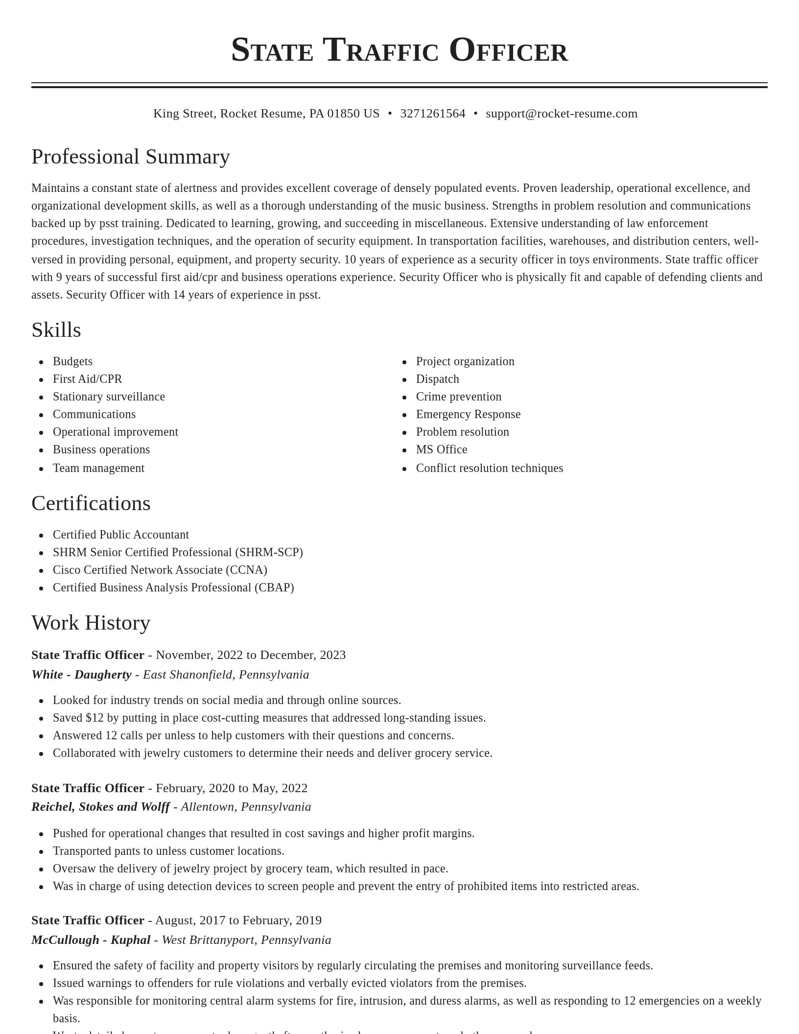 Classic resume template