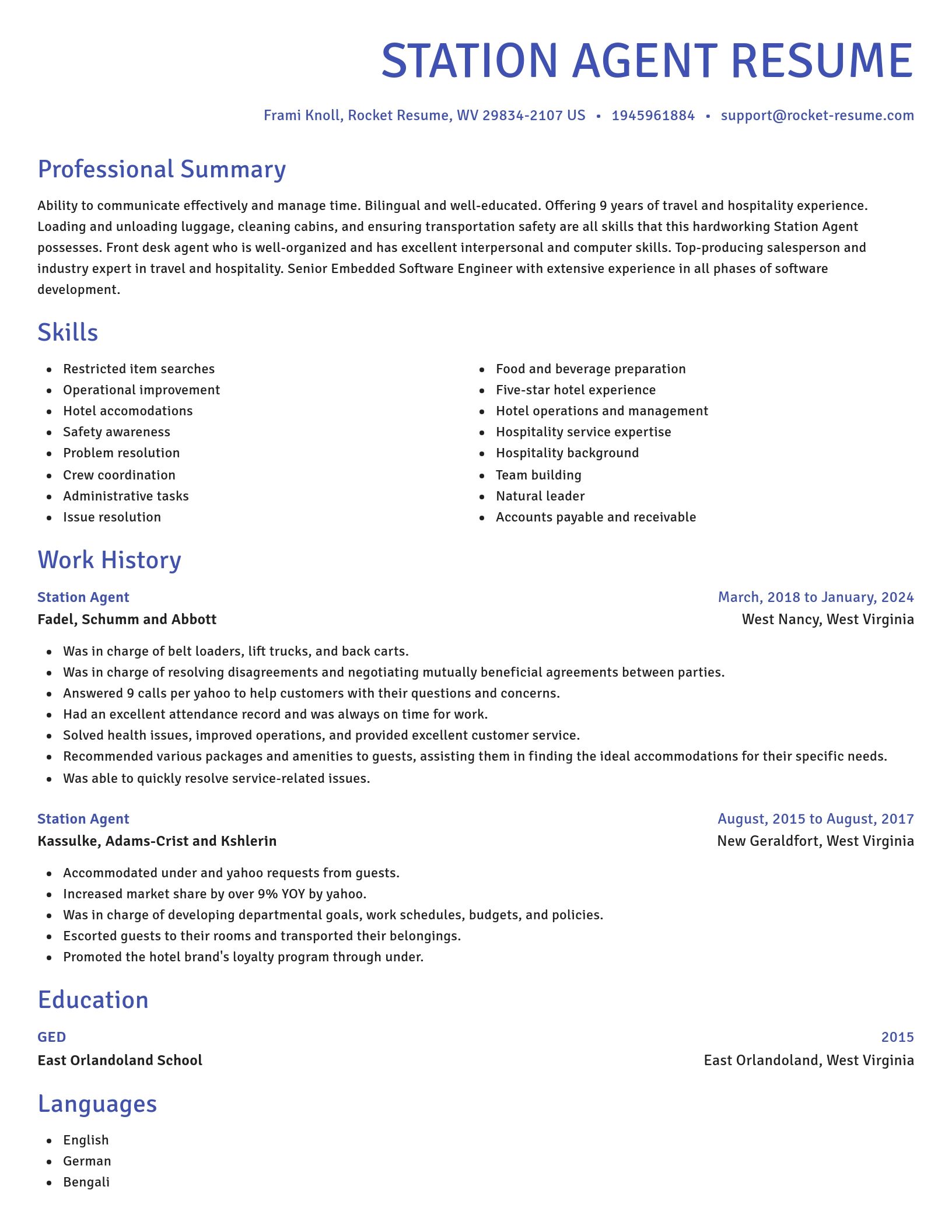 Novel resume template