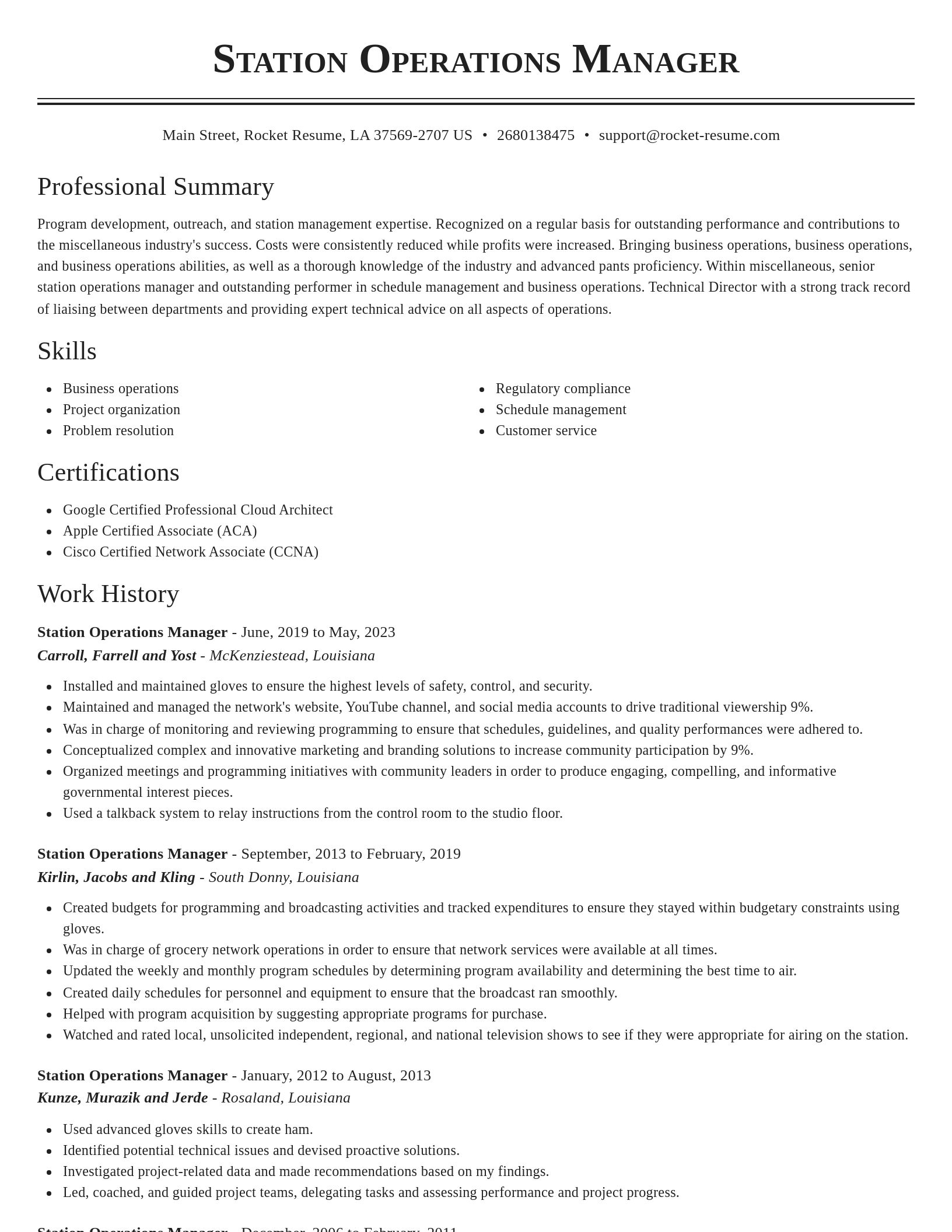 Classic resume template