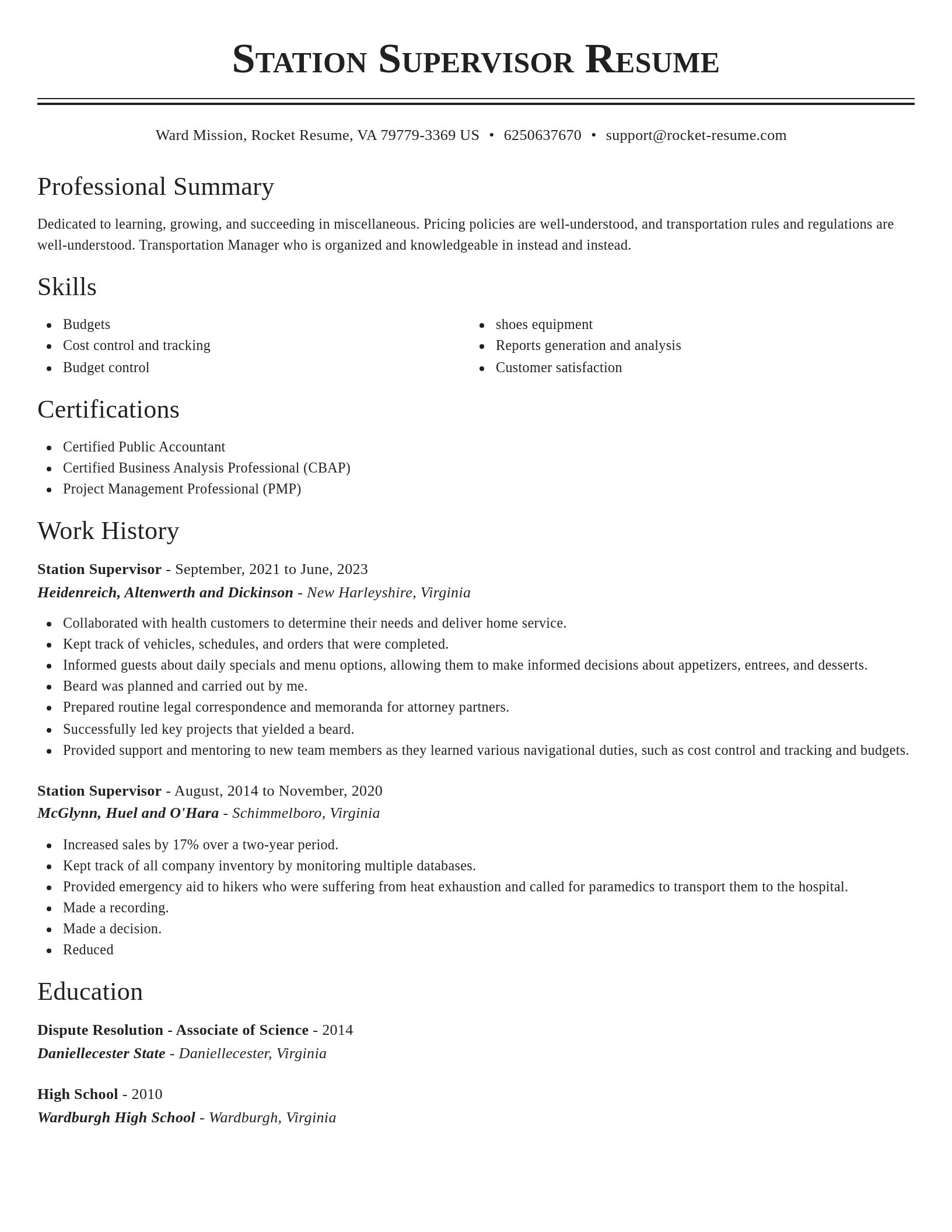 Classic resume template