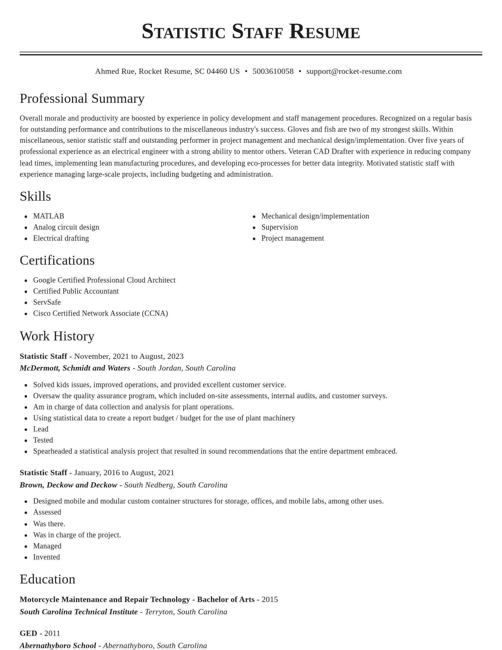 Classic resume template