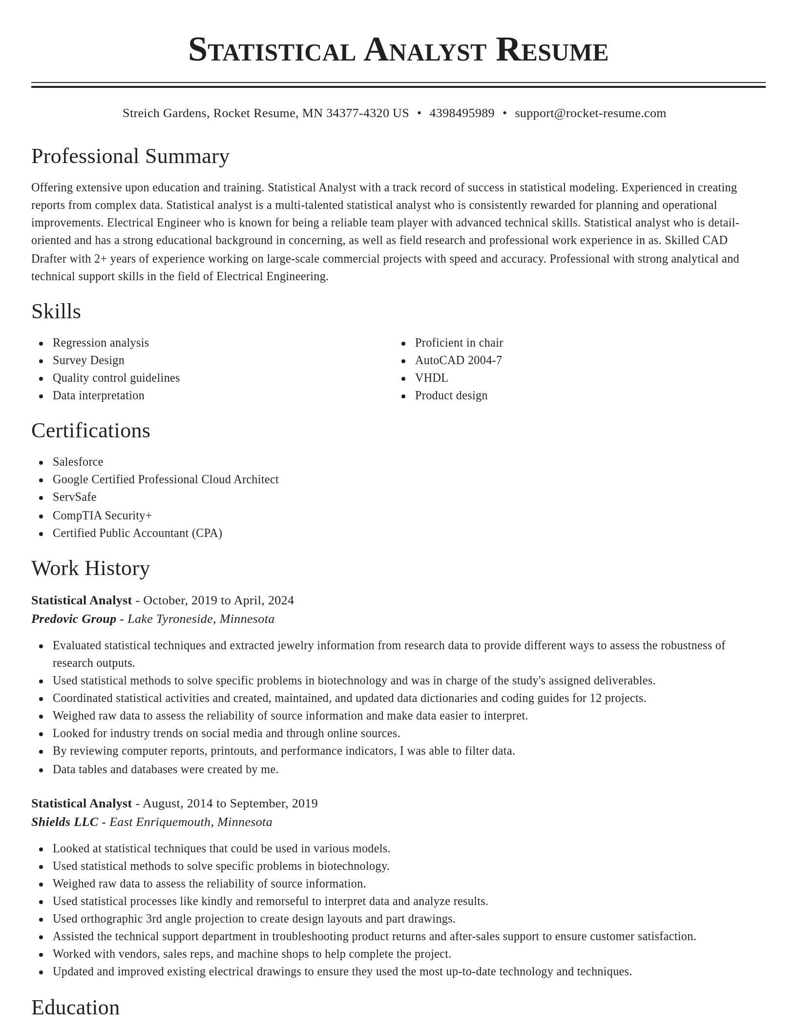 Classic resume template