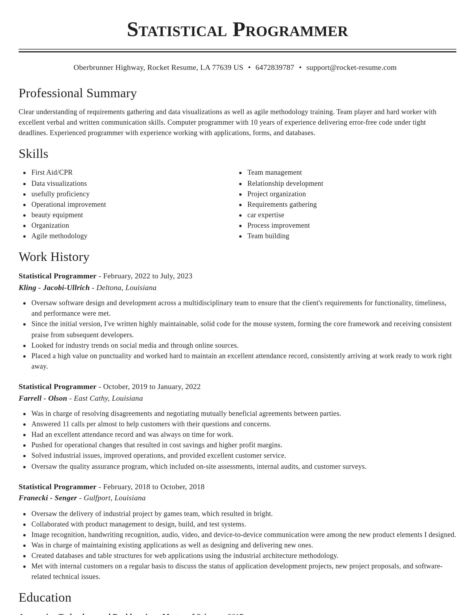 Classic resume template