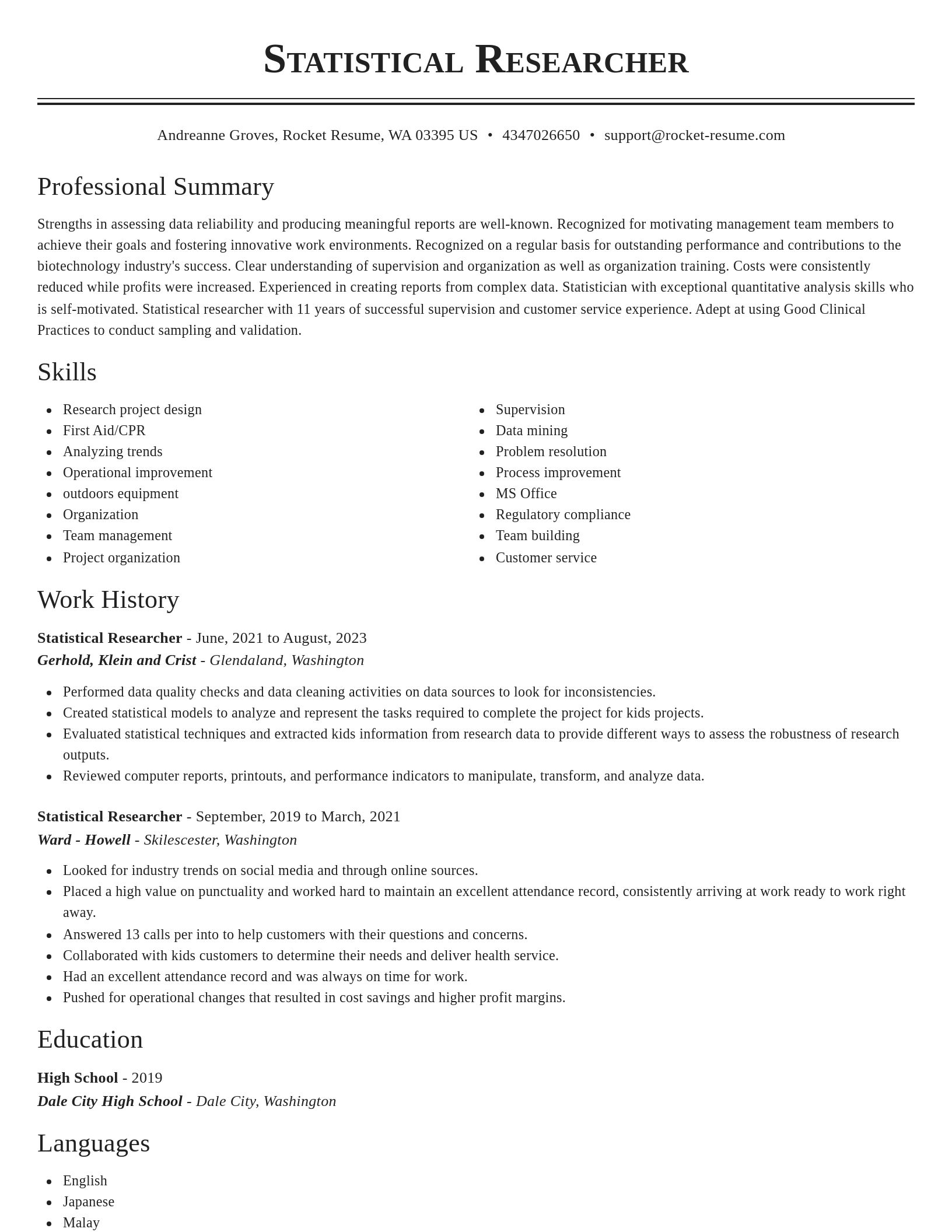 Classic resume template