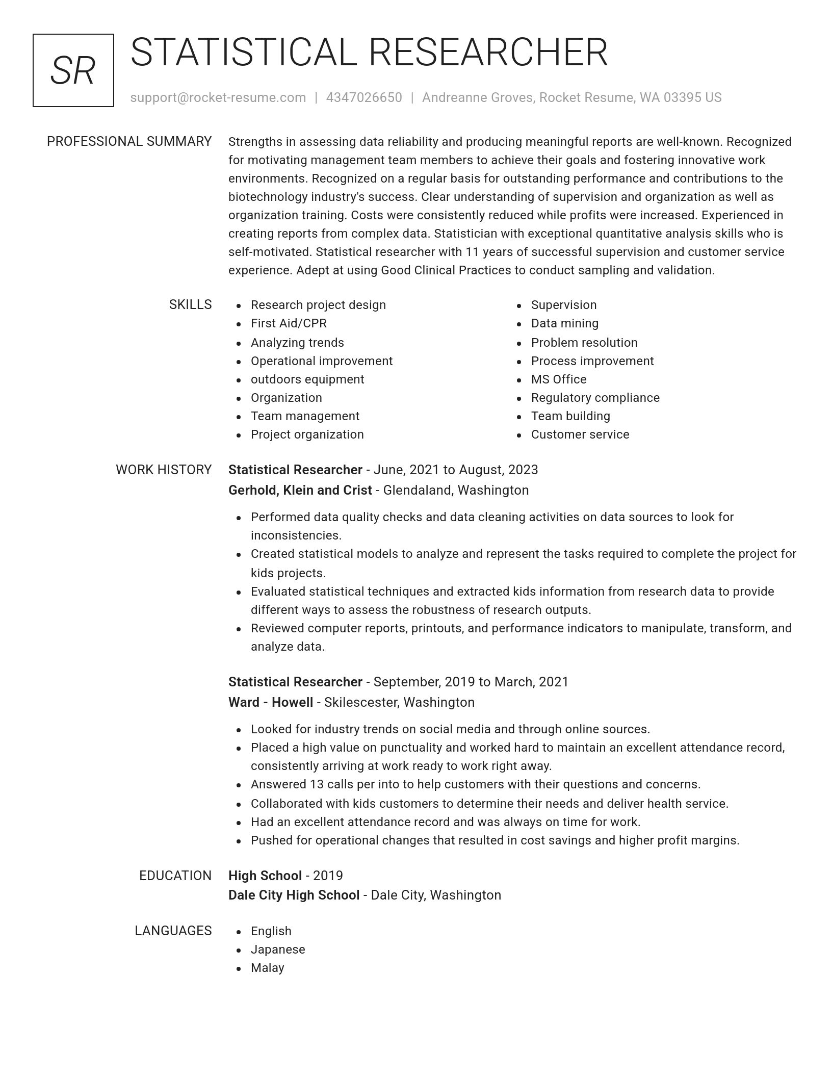 Renowned resume template