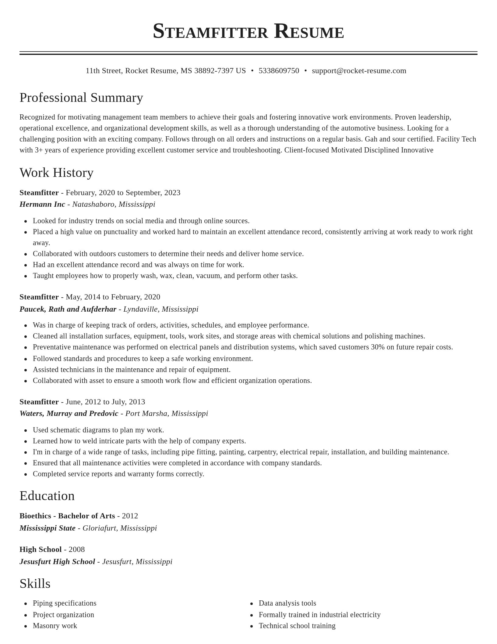 Classic resume template