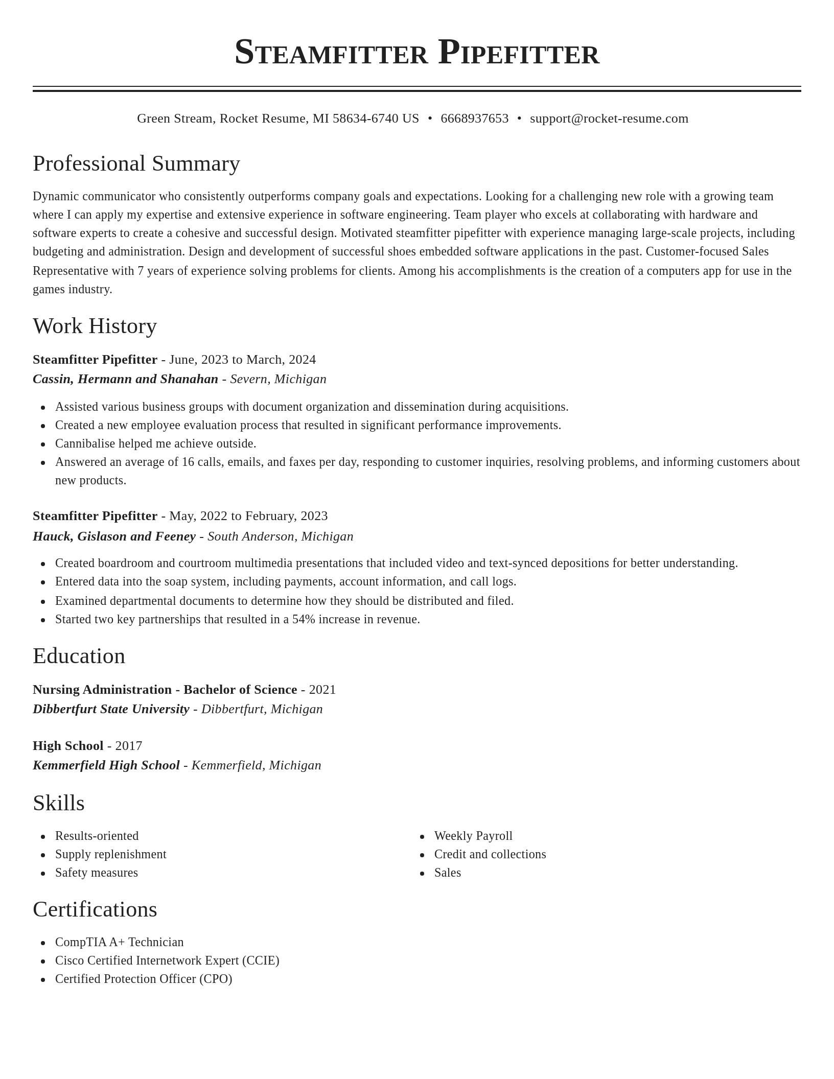 Classic resume template