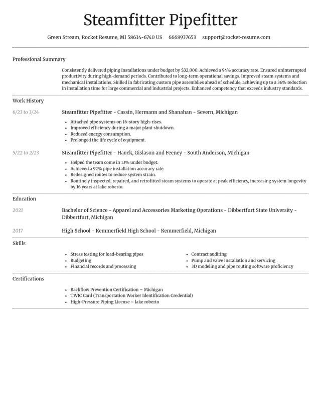 Dignified resume template