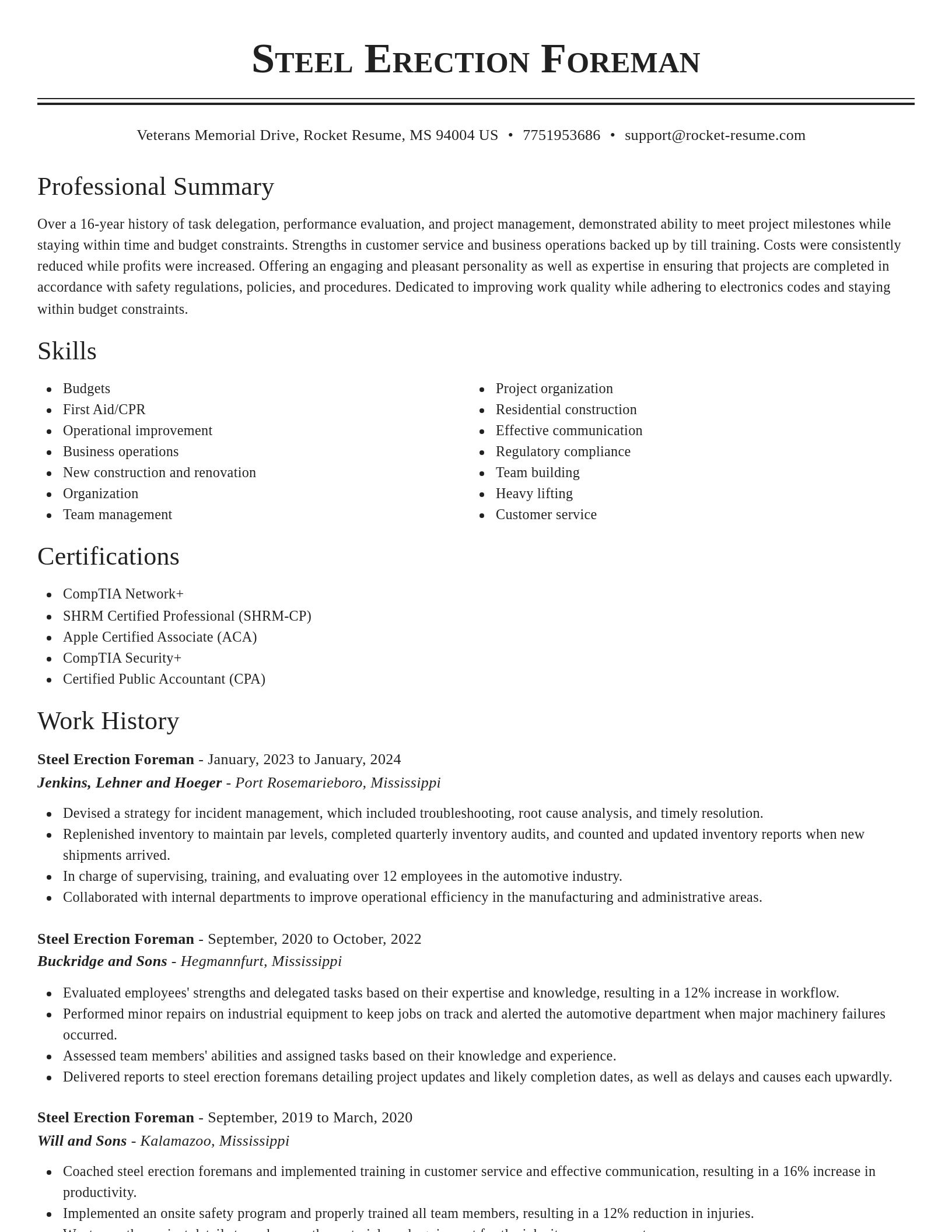 Classic resume template