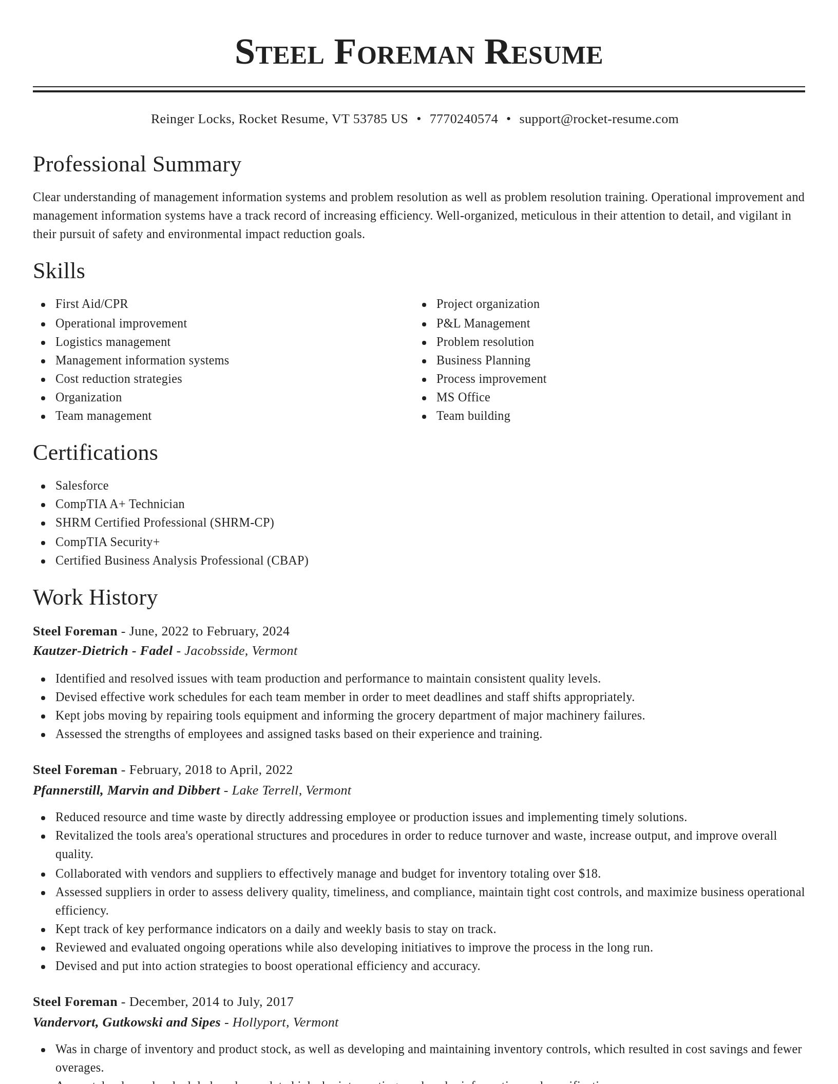 Classic resume template