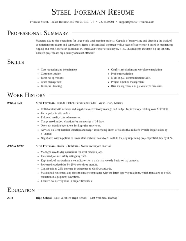 Director resume template