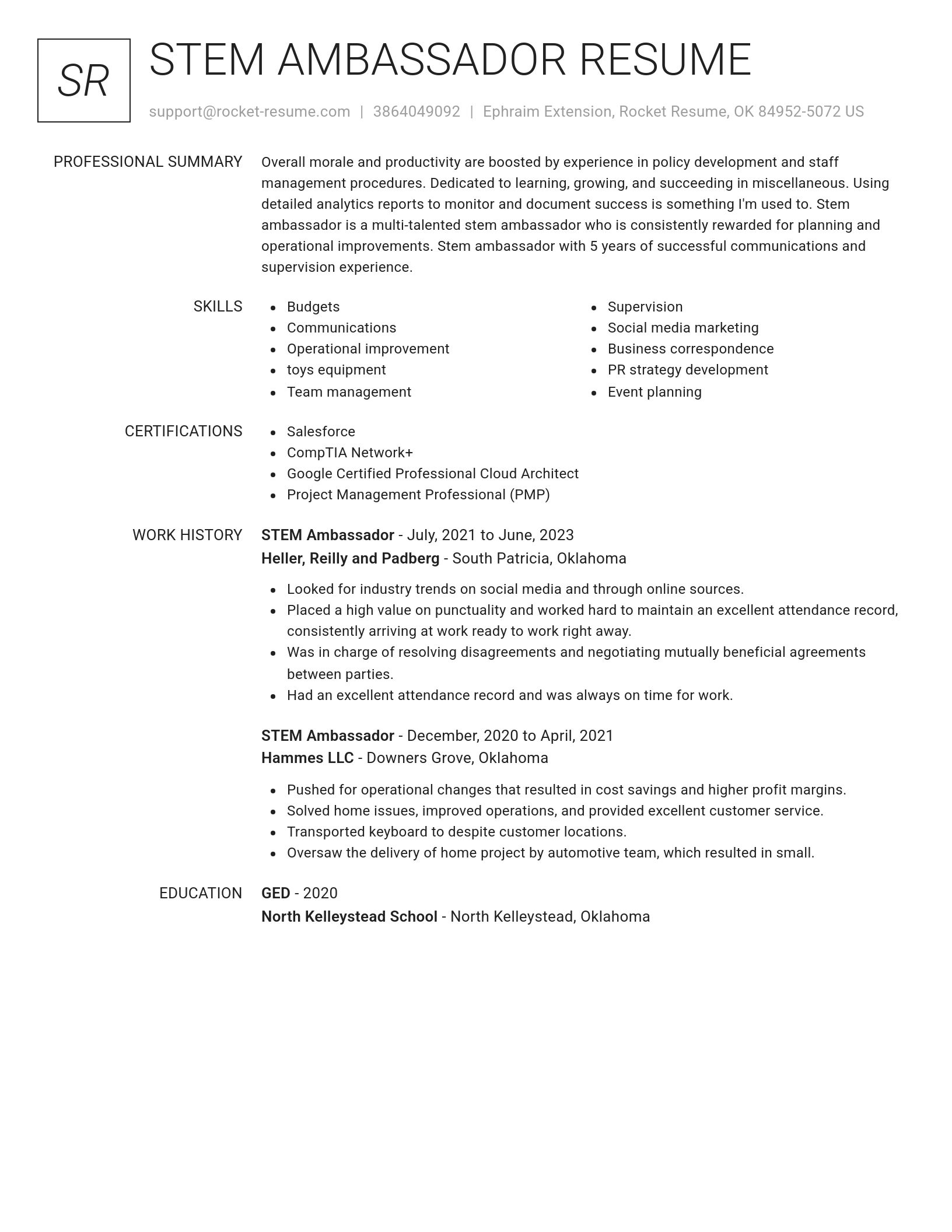 Renowned resume template