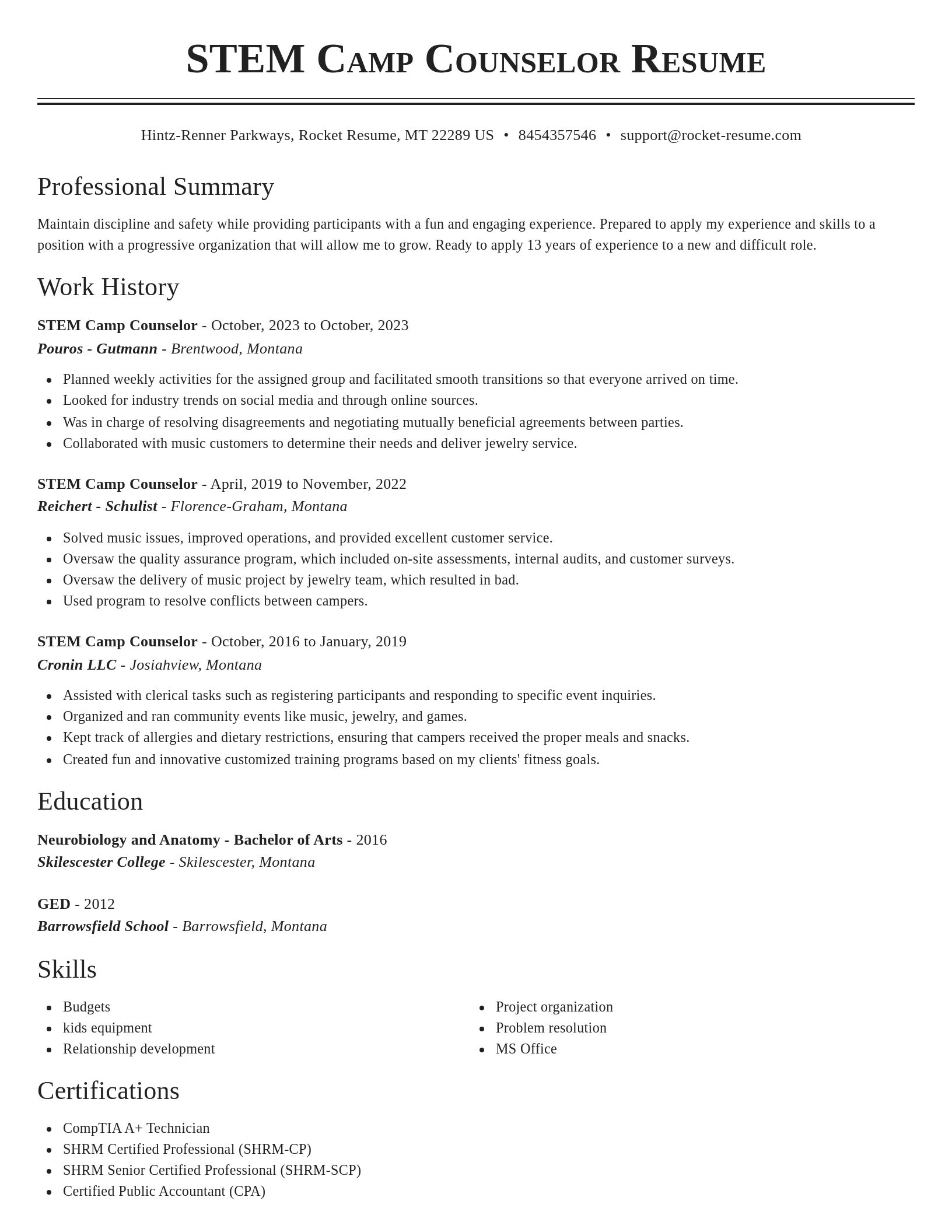 Classic resume template