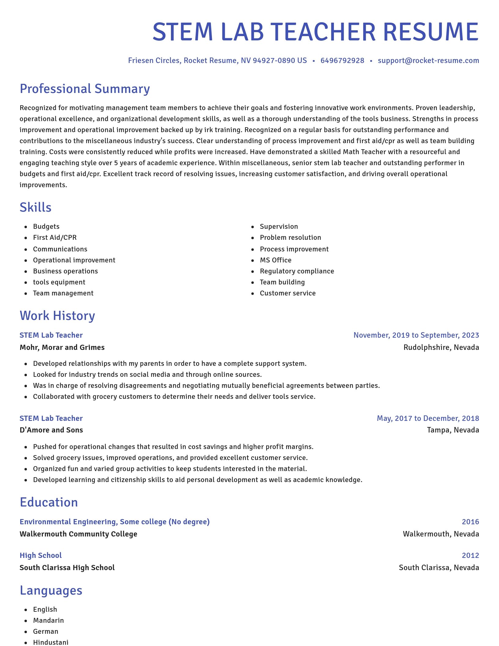 Novel resume template