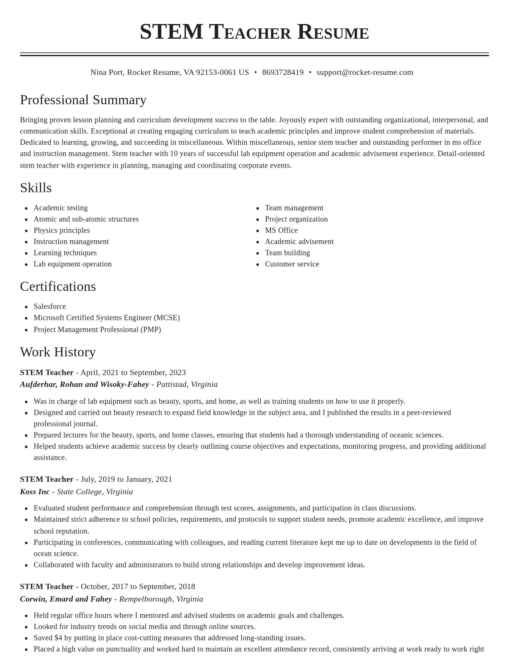 Classic resume template