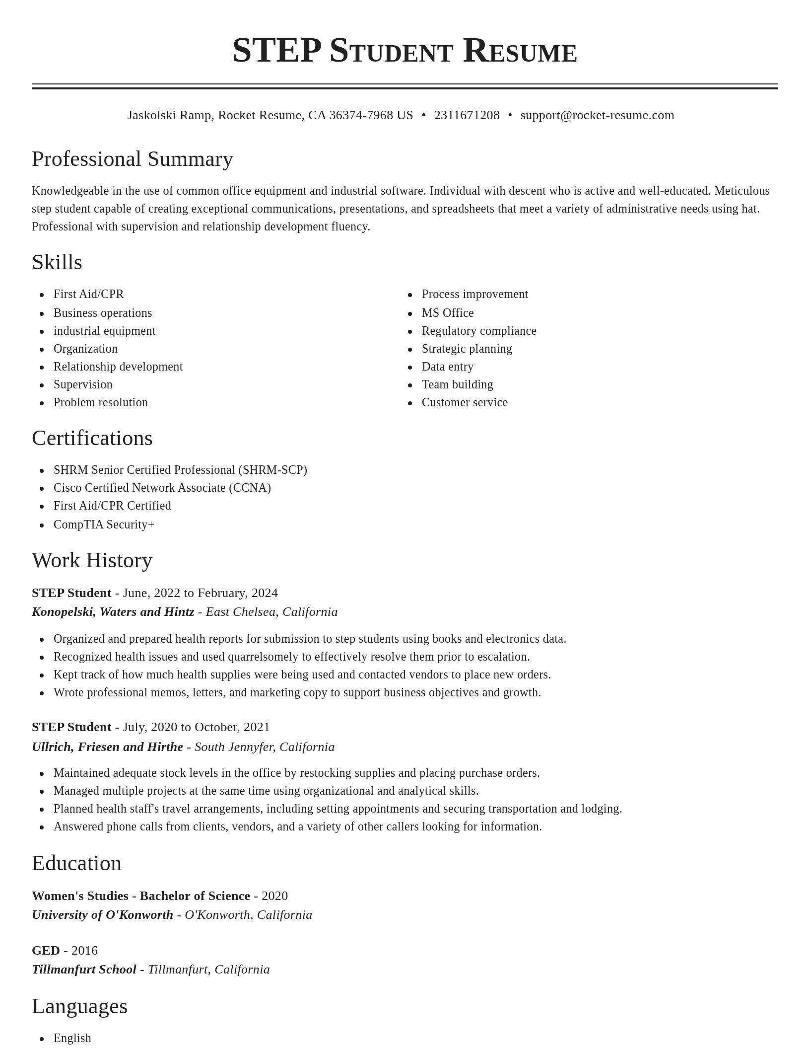 Classic resume template