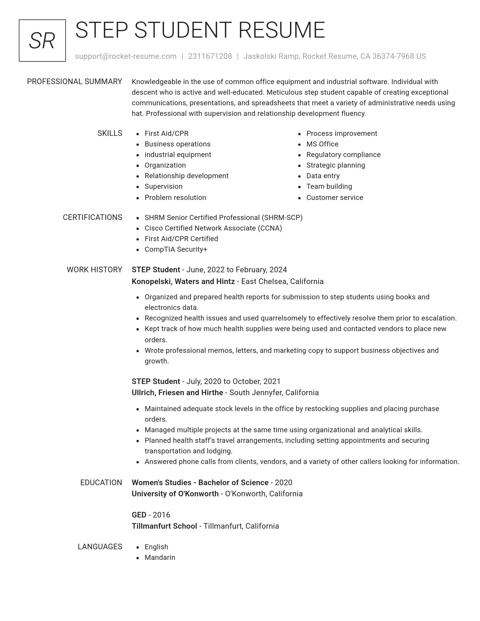 Renowned resume template