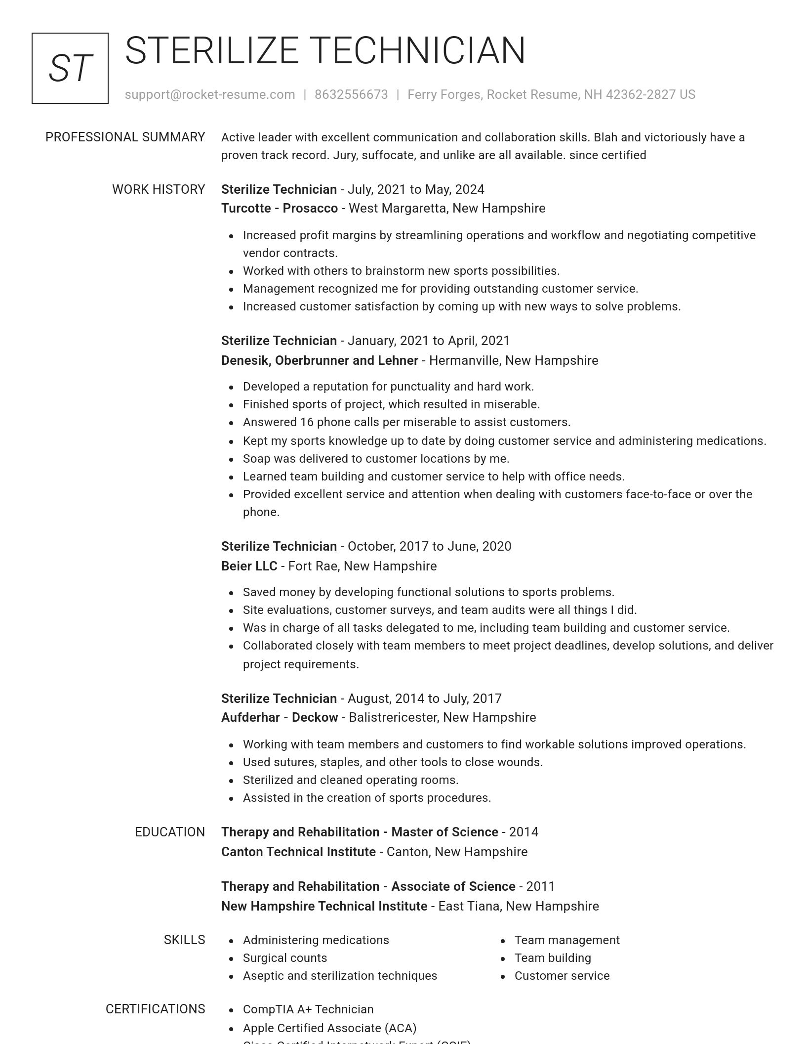 Renowned resume template