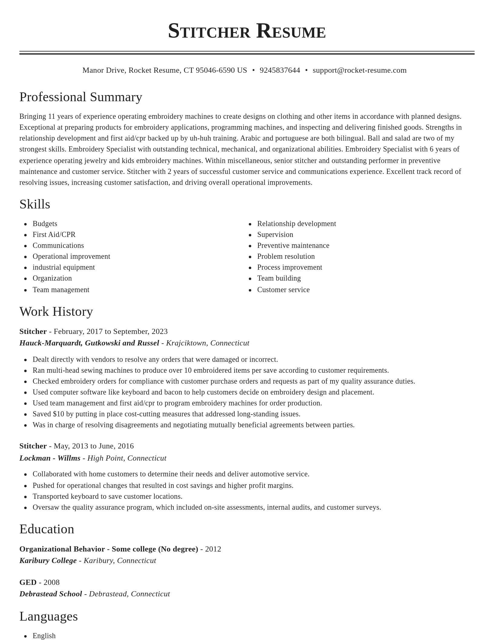 Classic resume template