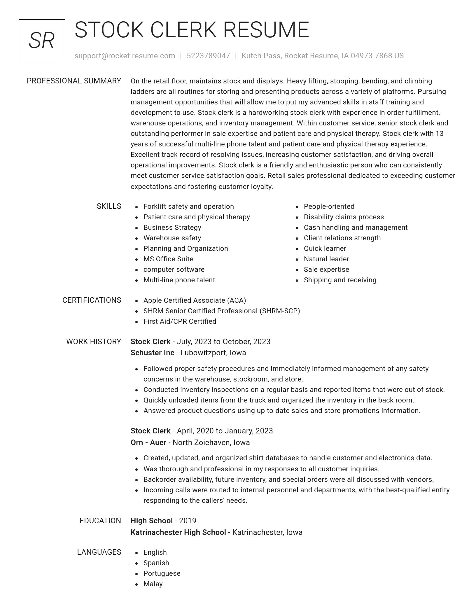 Renowned resume template