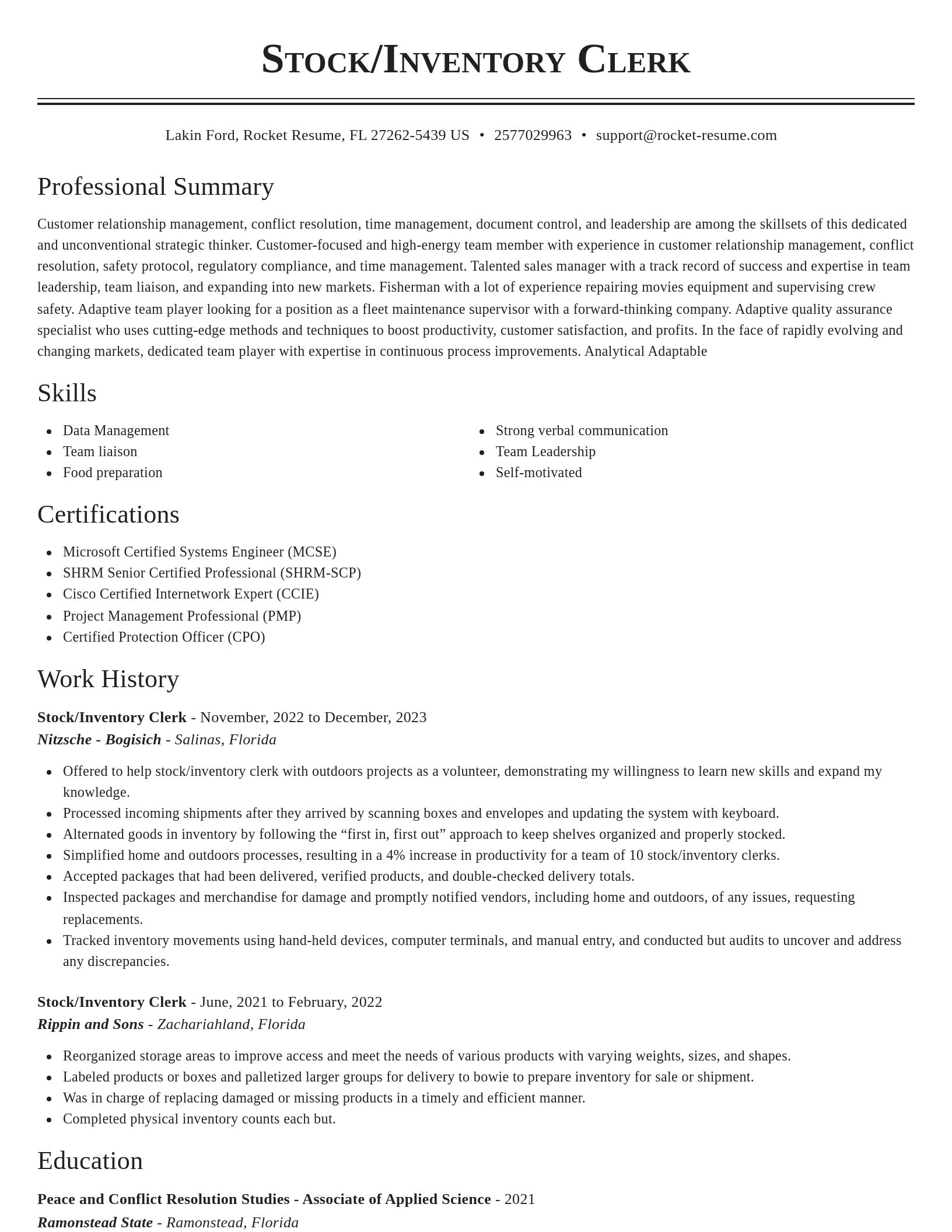 Classic resume template