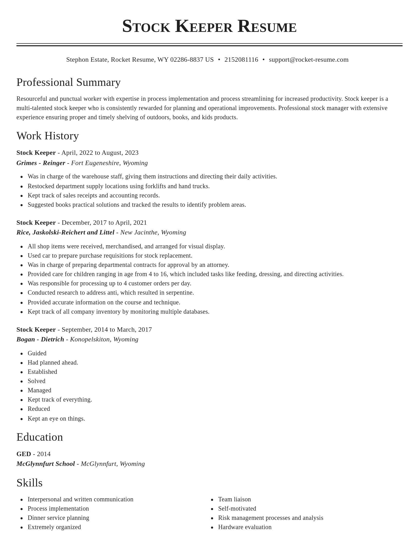 Classic resume template