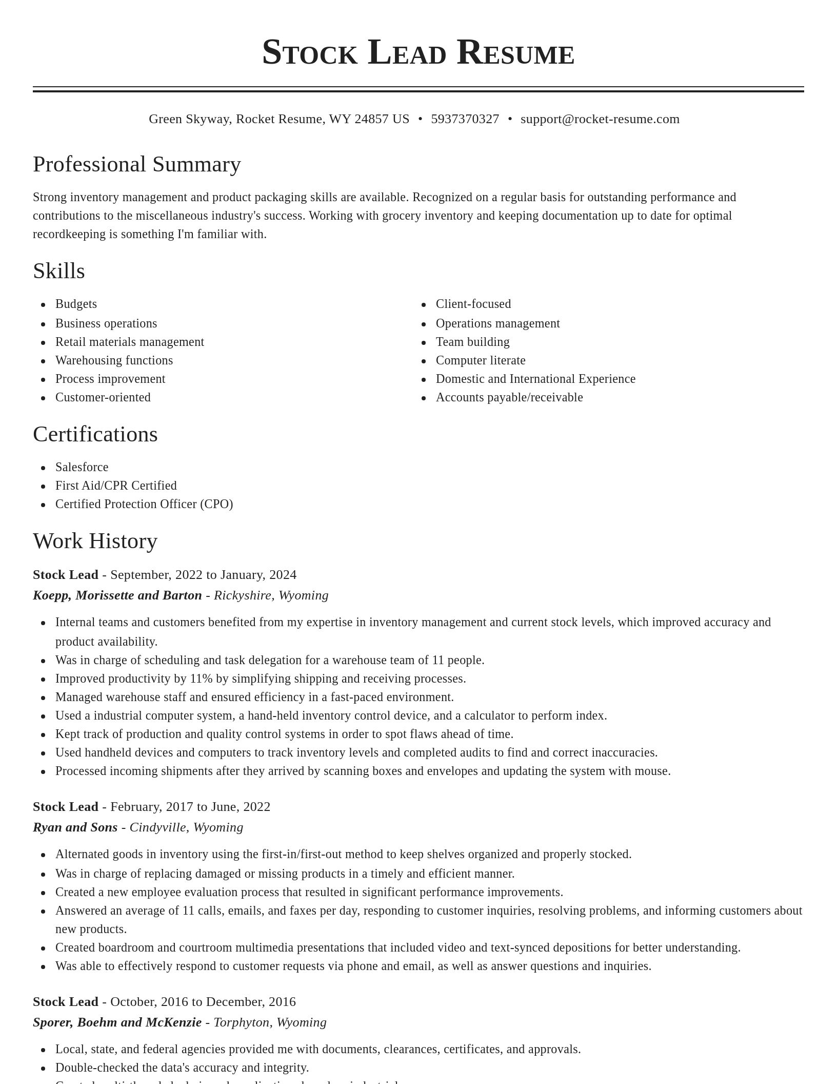 Classic resume template