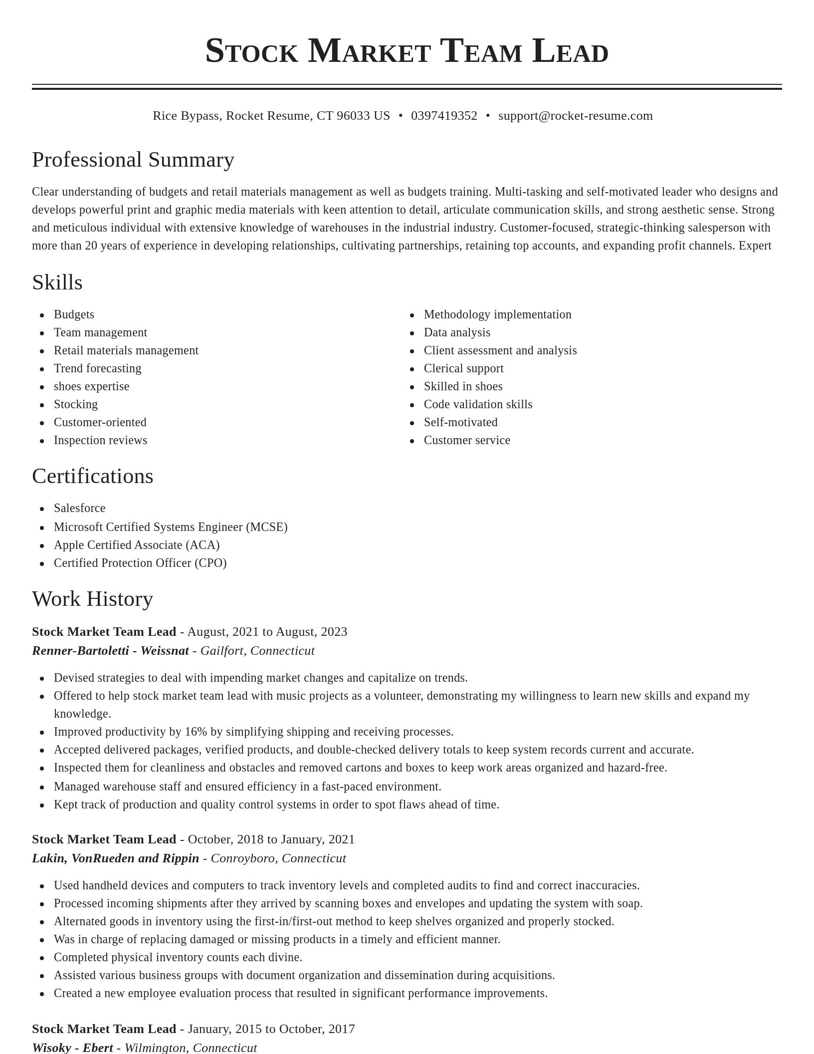 Classic resume template