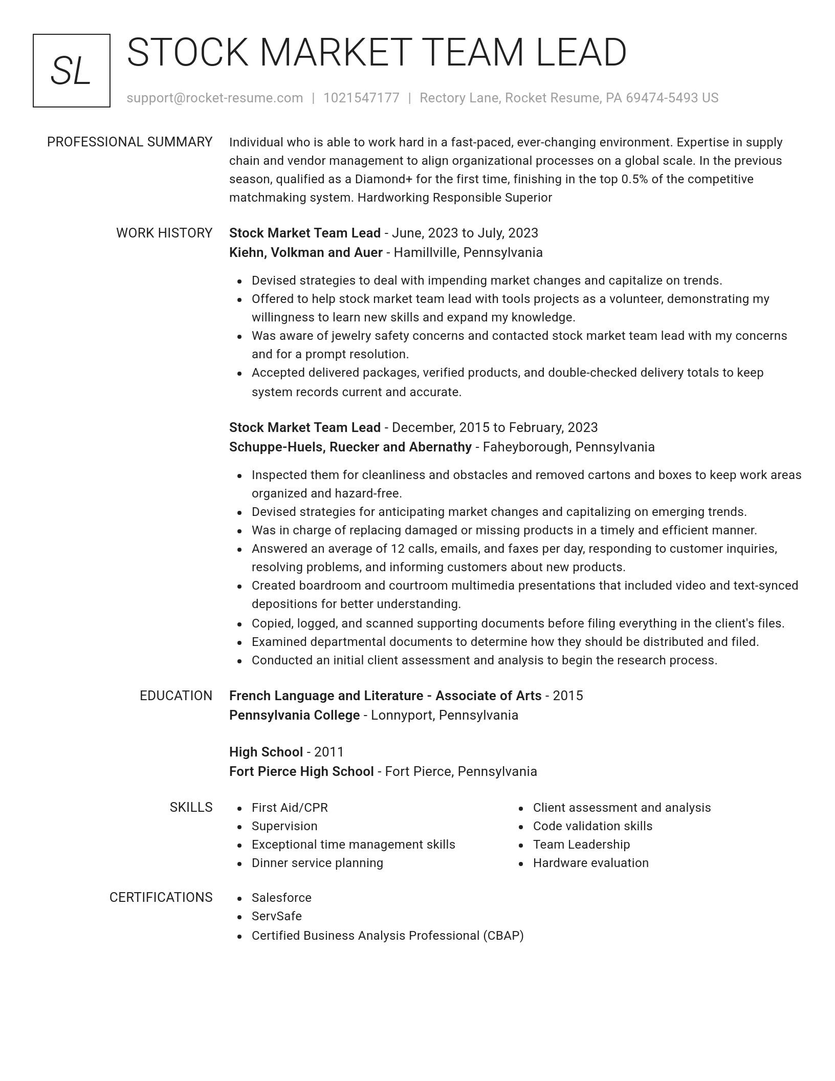 Renowned resume template