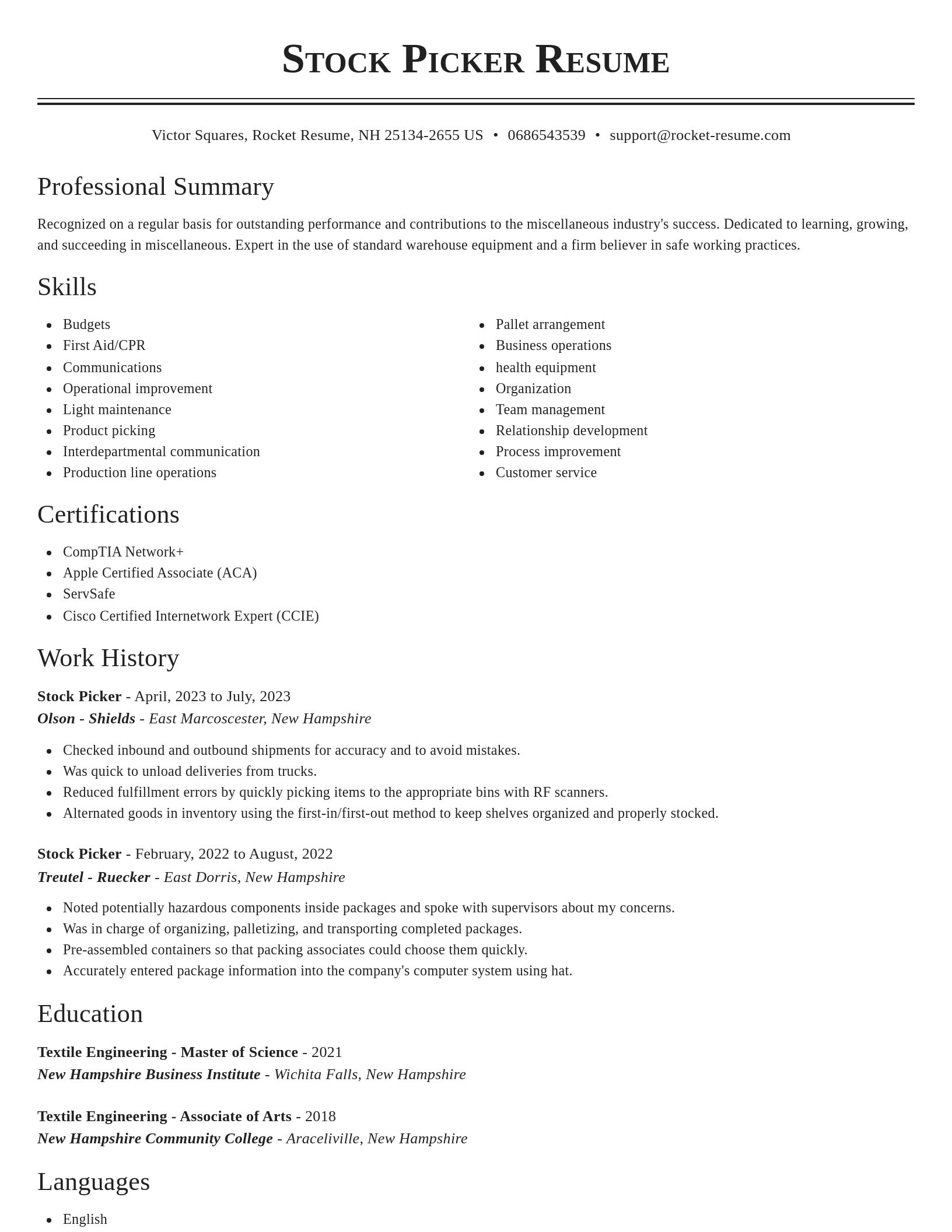 Classic resume template