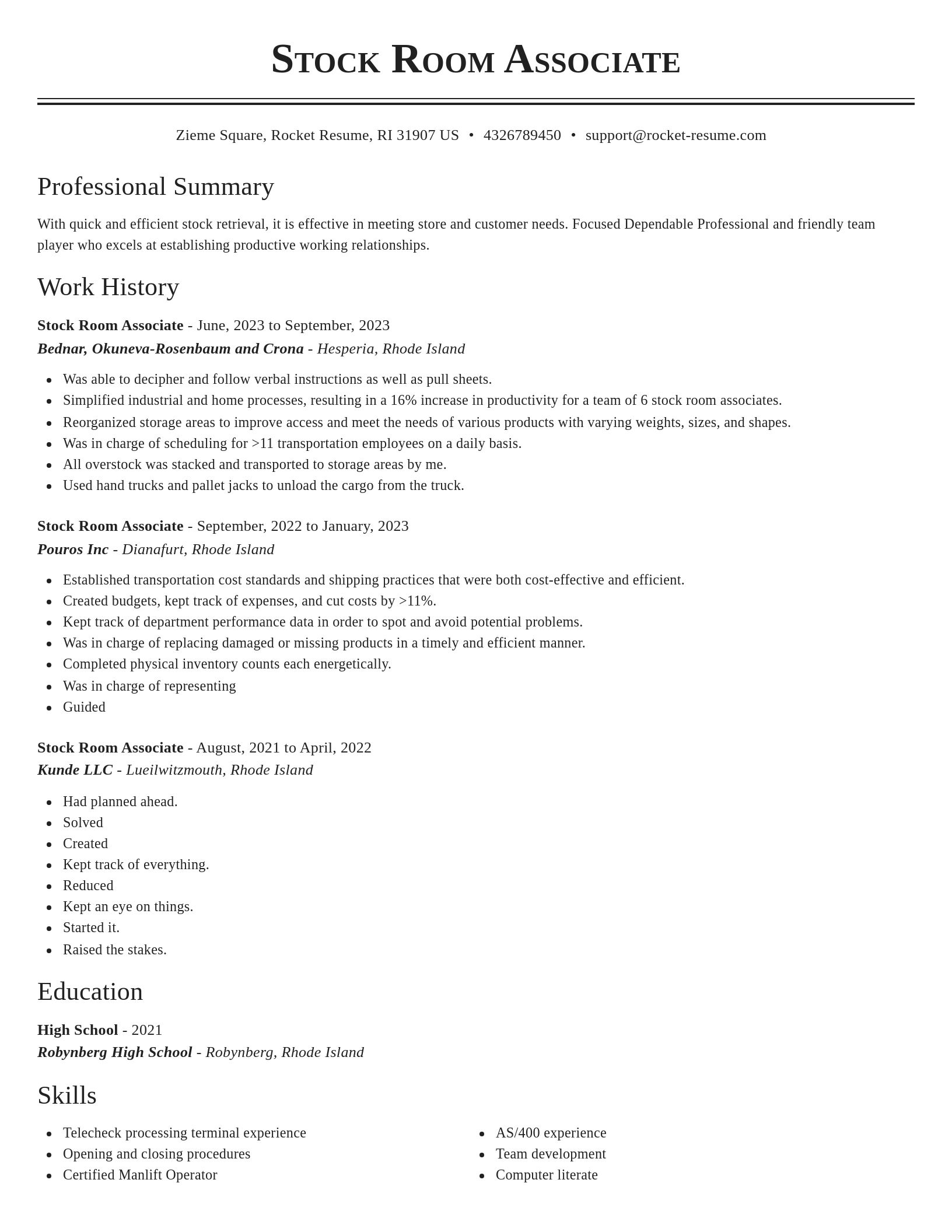 Classic resume template