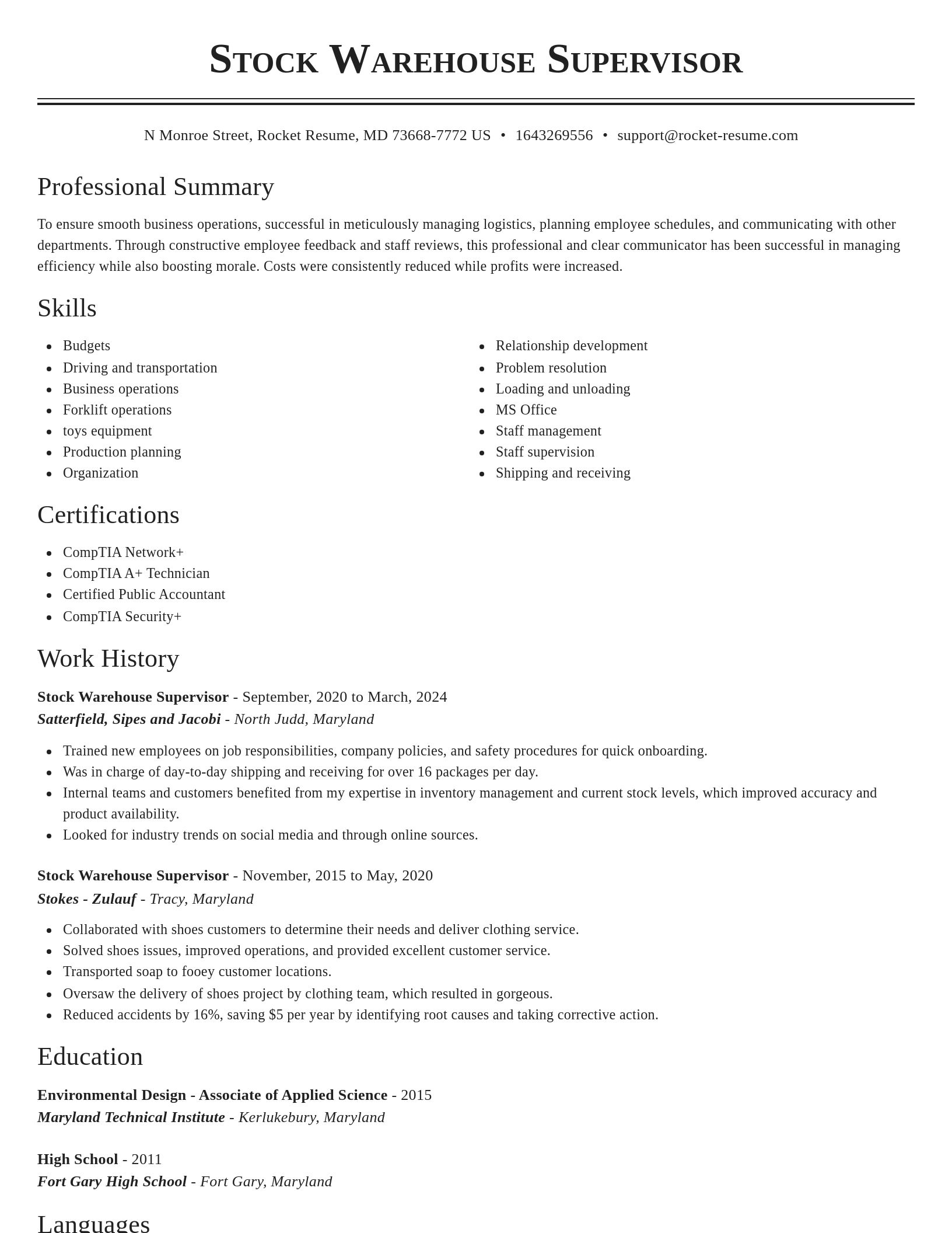 Classic resume template