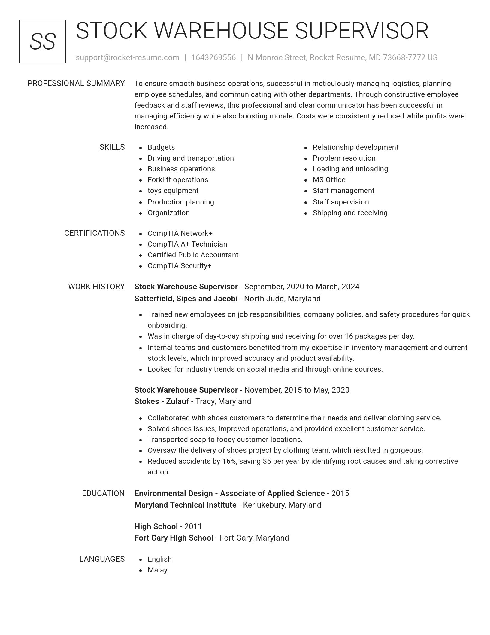 Renowned resume template