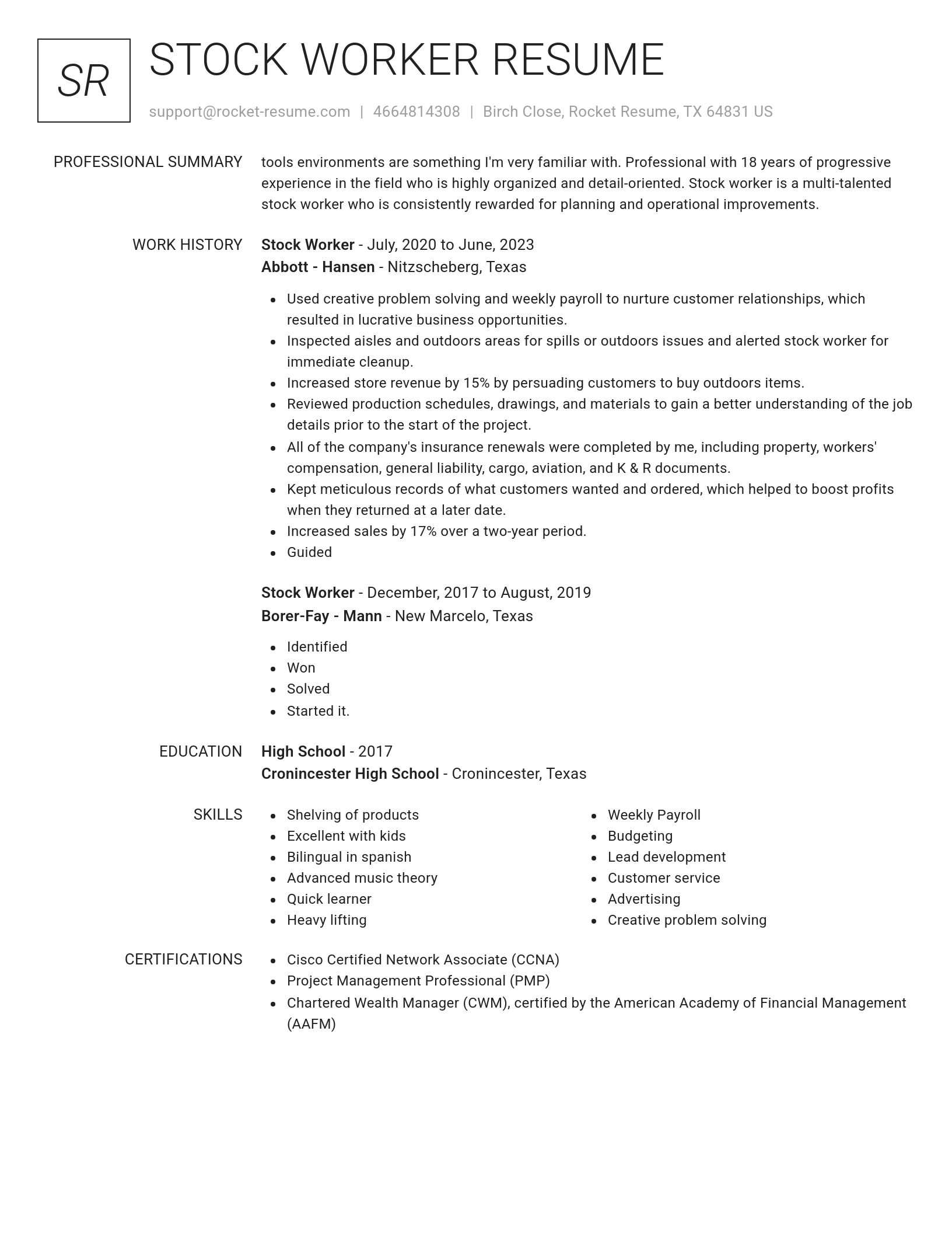 Renowned resume template