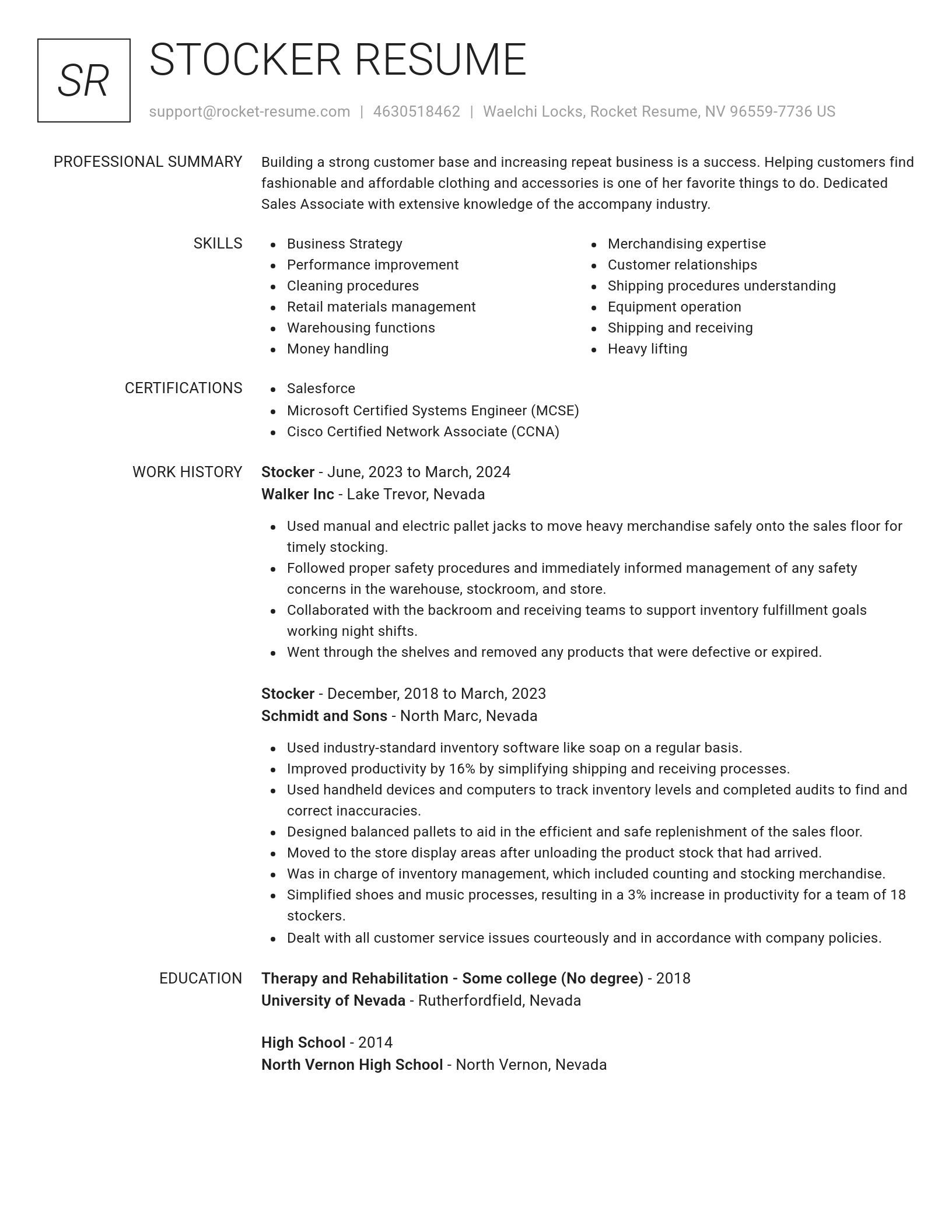 Renowned resume template