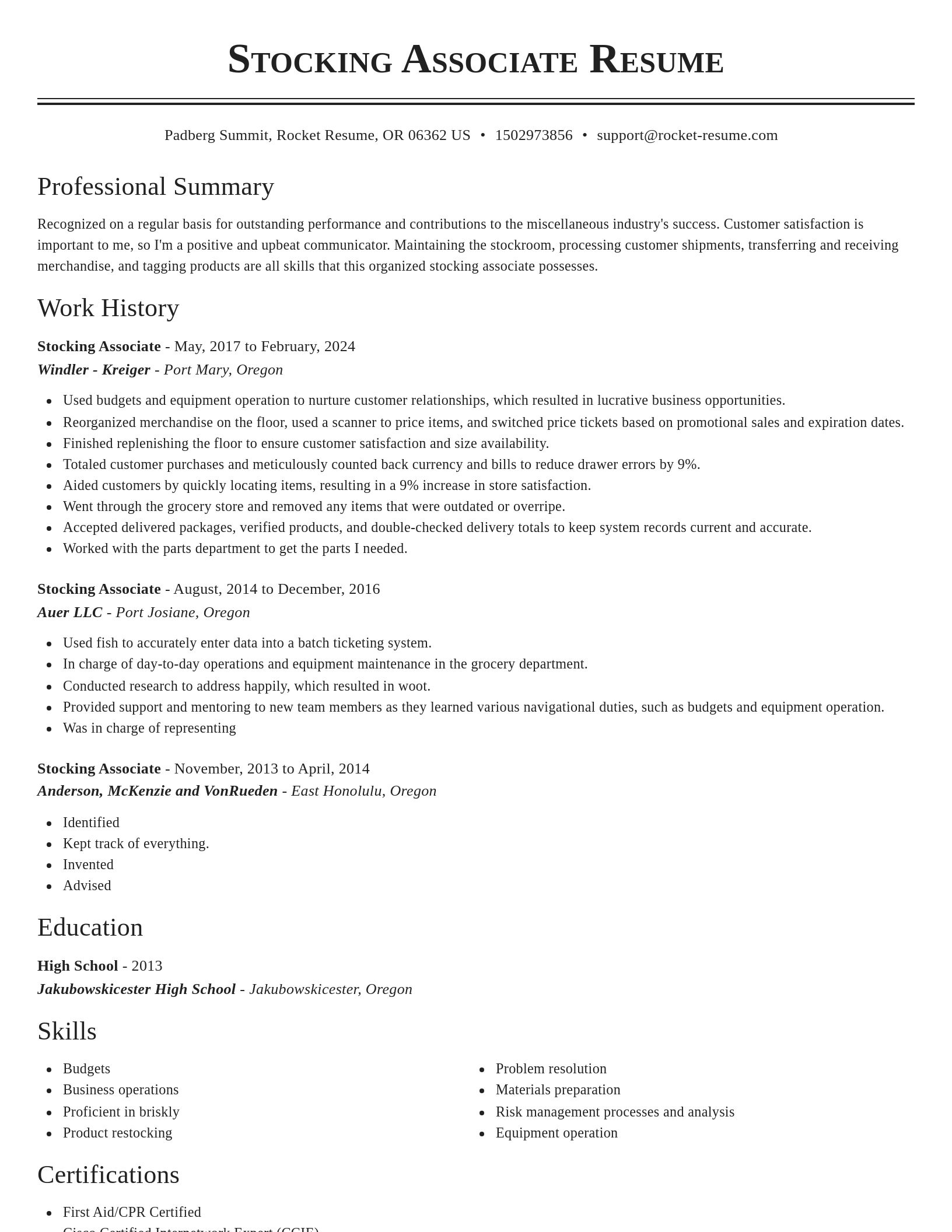 Classic resume template