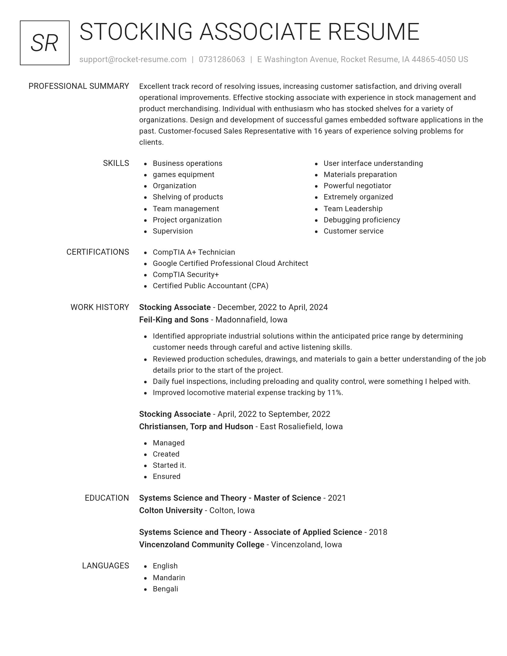 Renowned resume template