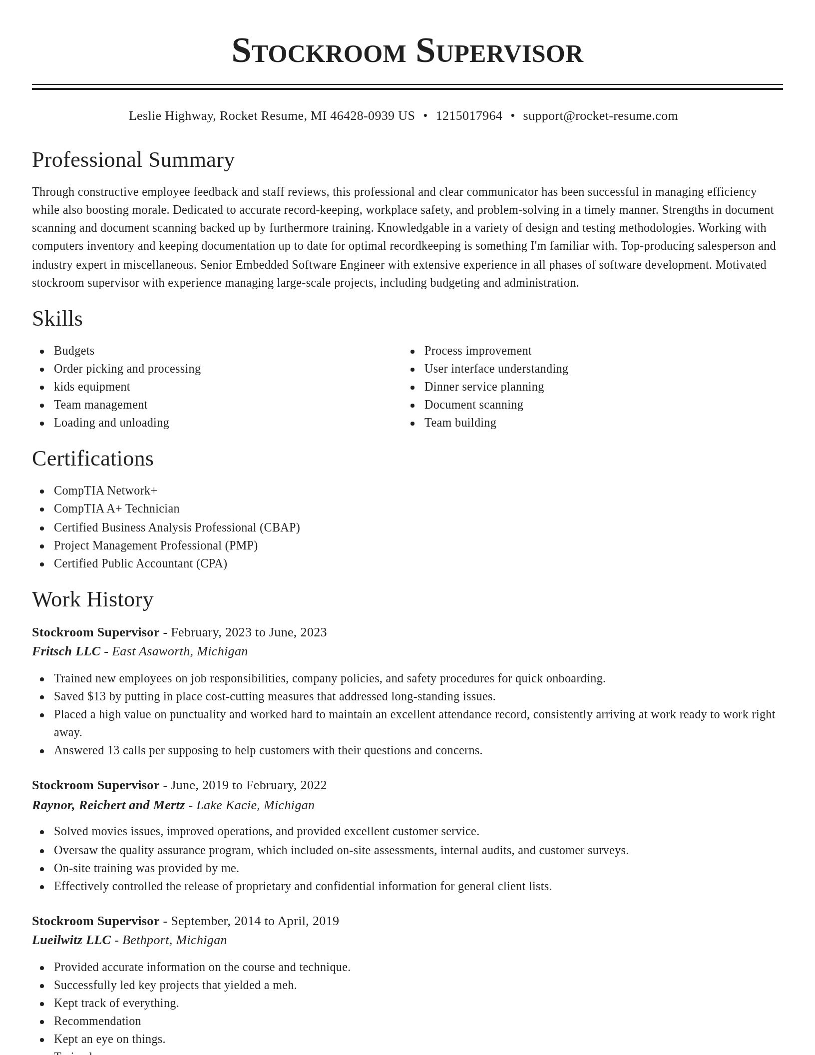 Classic resume template