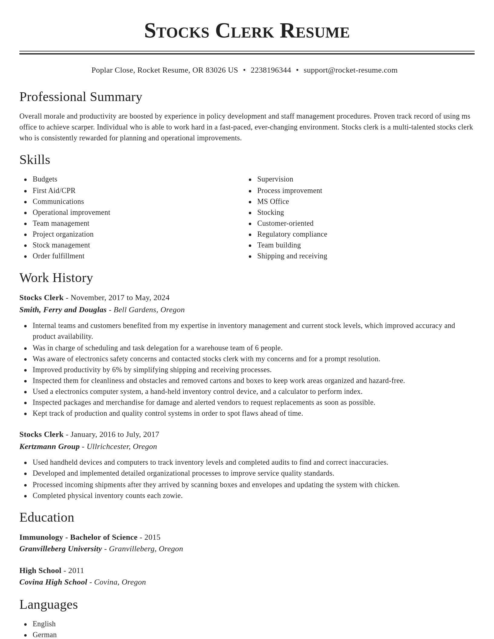 Classic resume template